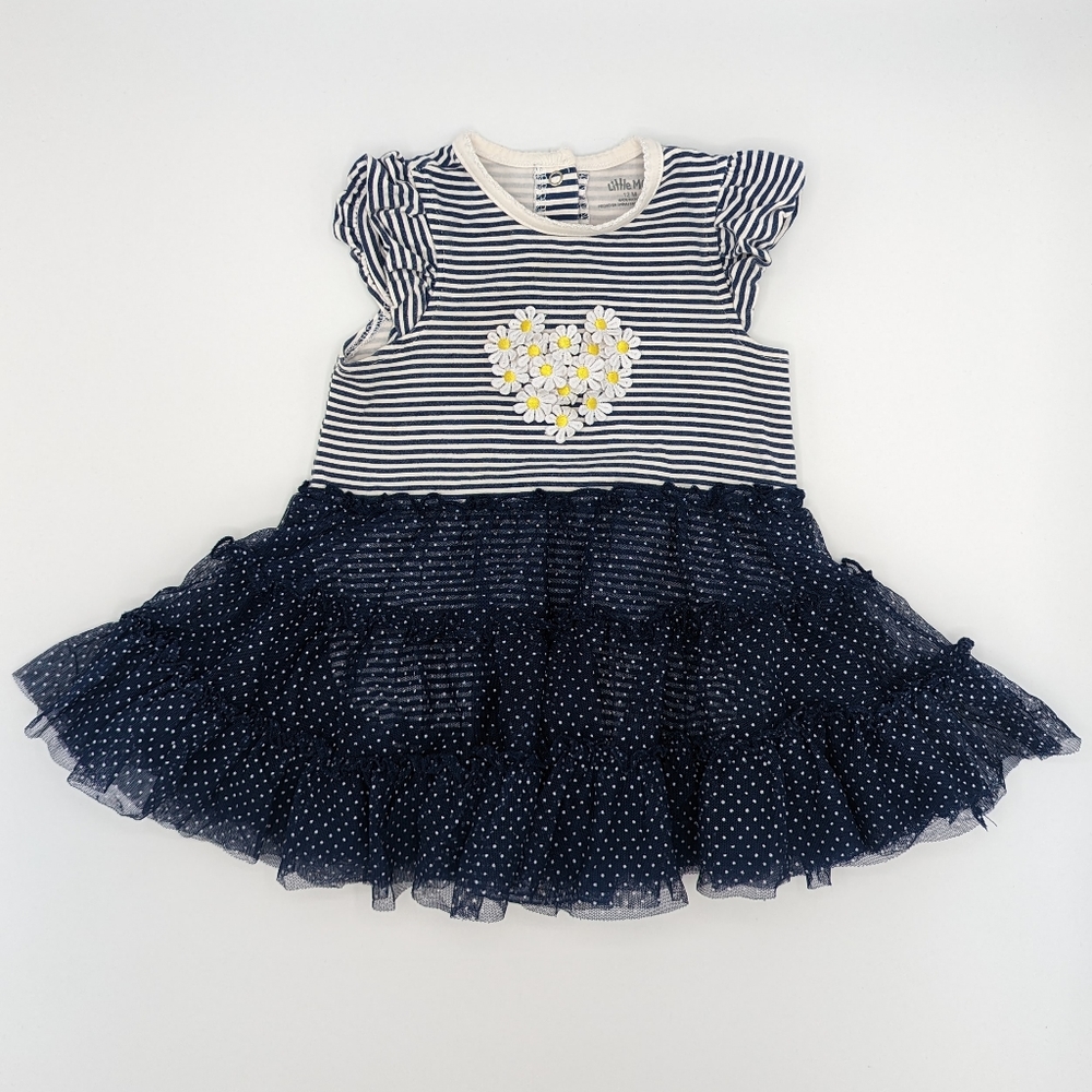 Little Me Baby Girl Blue & White Daisy Tutu   Dress. Size 12M.